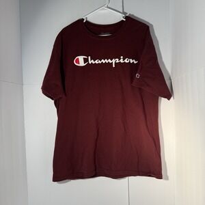 Men's Xl Champion Tshirt Maroon Color Short Sleeve white detail